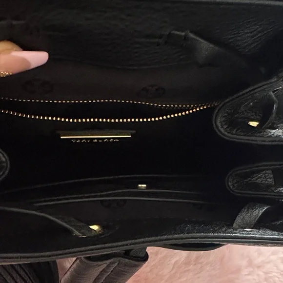 Tory Burch Black Leather Backpack with Gold Accents - Picture 2 of 12